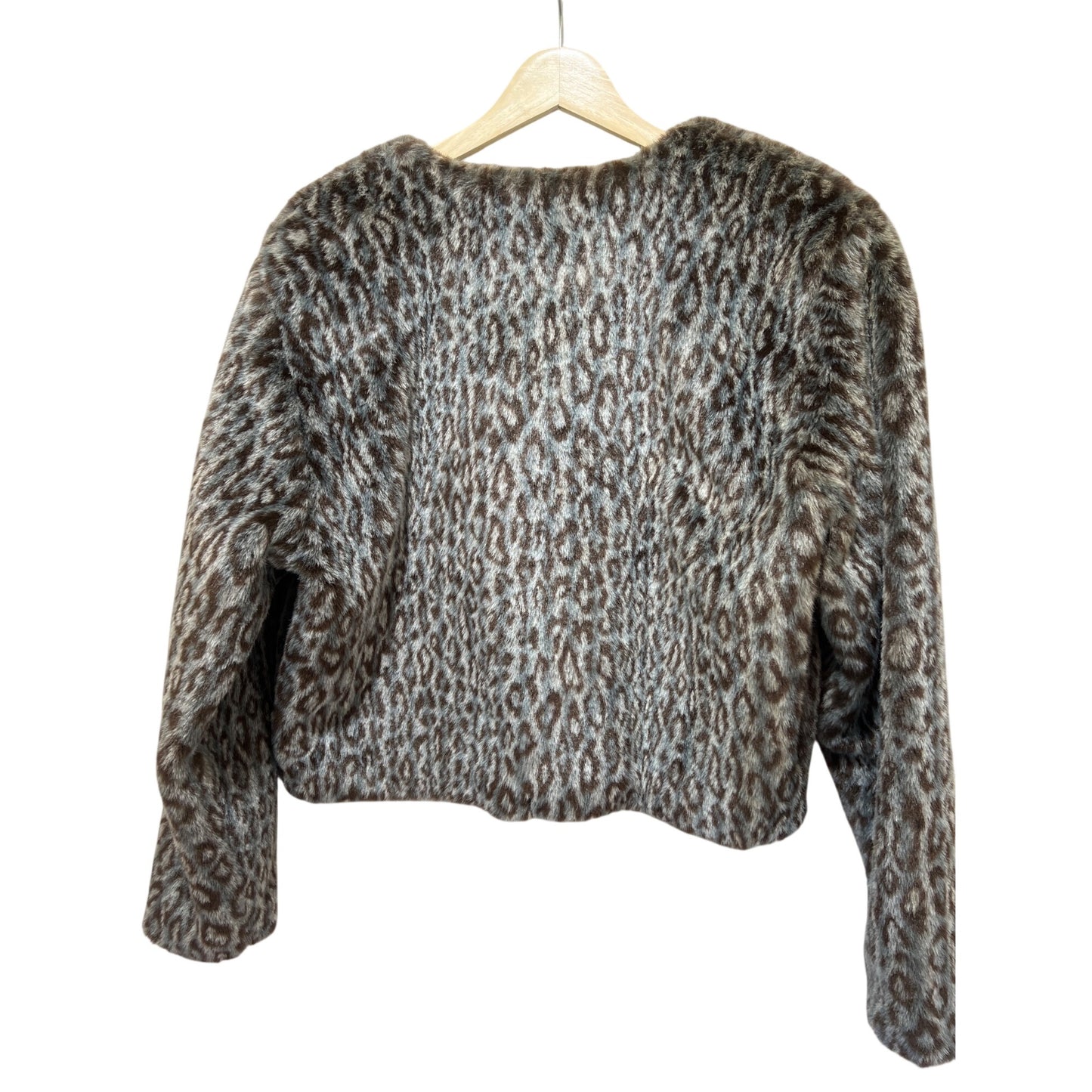 Duffel Vintage 90's Womens Faux Fur Leopard Print Cropped Coat Medium