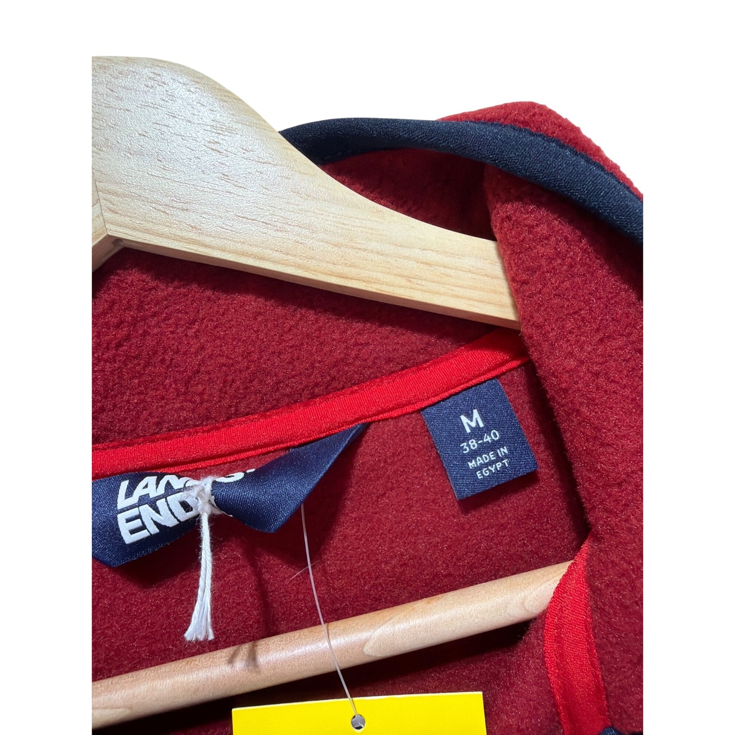 Lands End NWT Heritage Polar Fleece Snap Neck Mens Red & Navy Pullover Size M