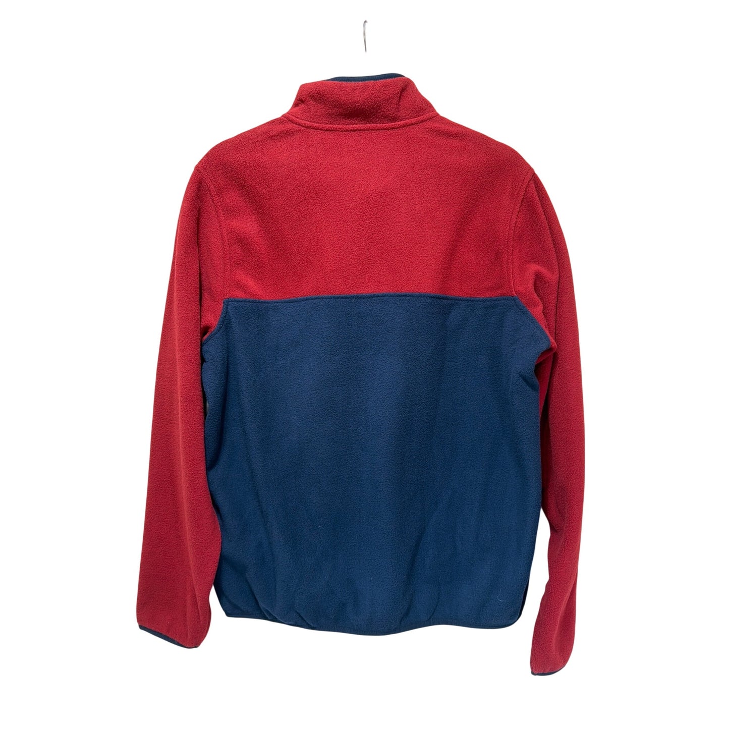Lands End NWT Heritage Polar Fleece Snap Neck Mens Red & Navy Pullover Size M