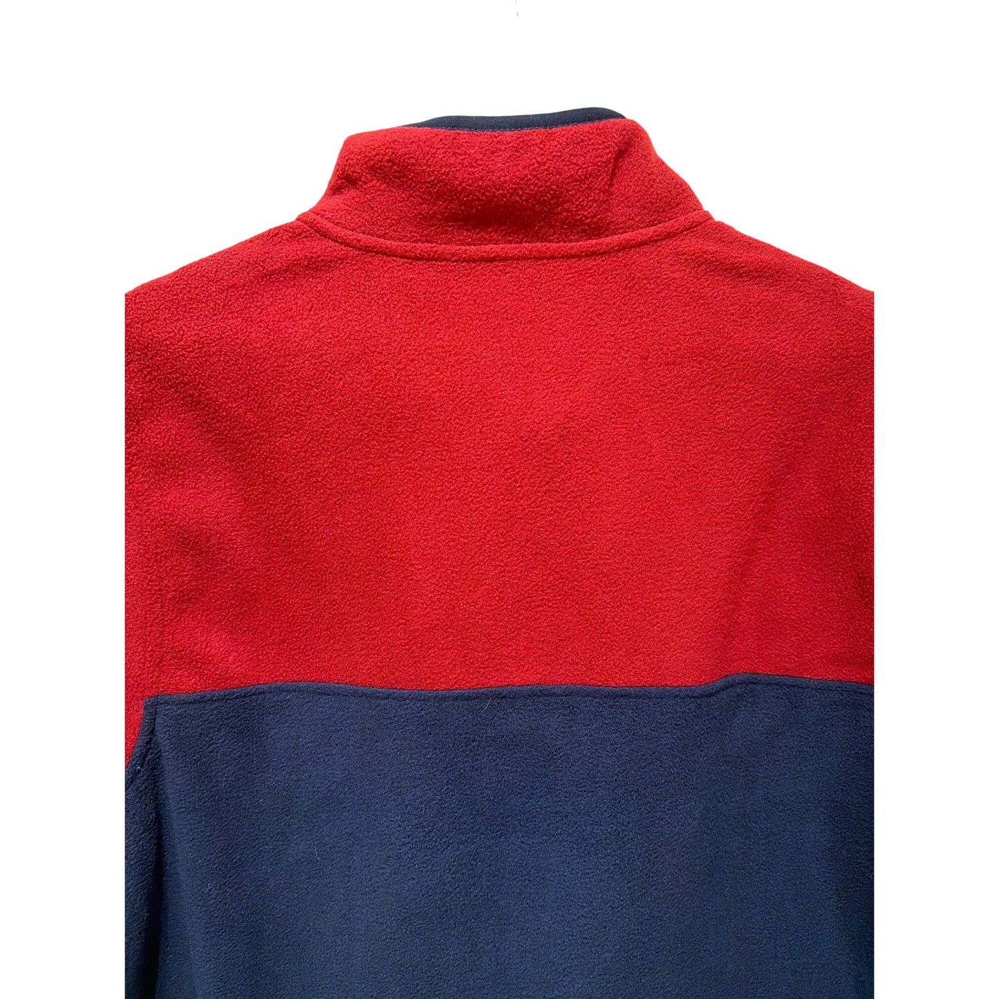 Lands End NWT Heritage Polar Fleece Snap Neck Mens Red & Navy Pullover Size M