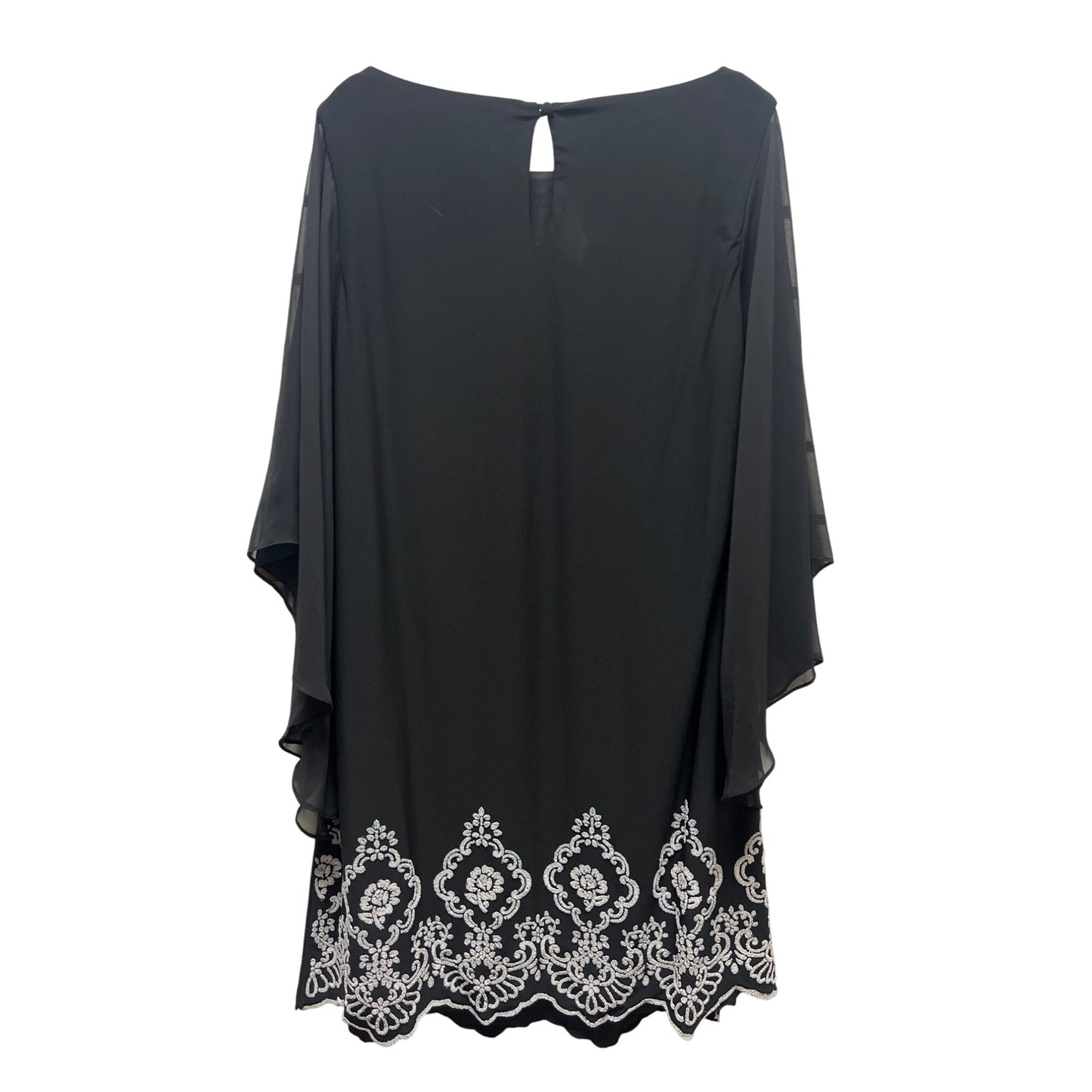 Xscape NWT Black With White Beading Shift Capelet Dress