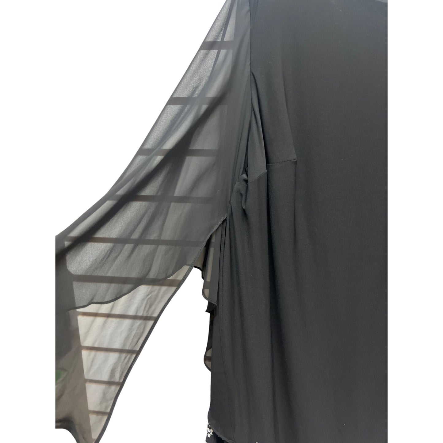 Xscape NWT Black With White Beading Shift Capelet Dress