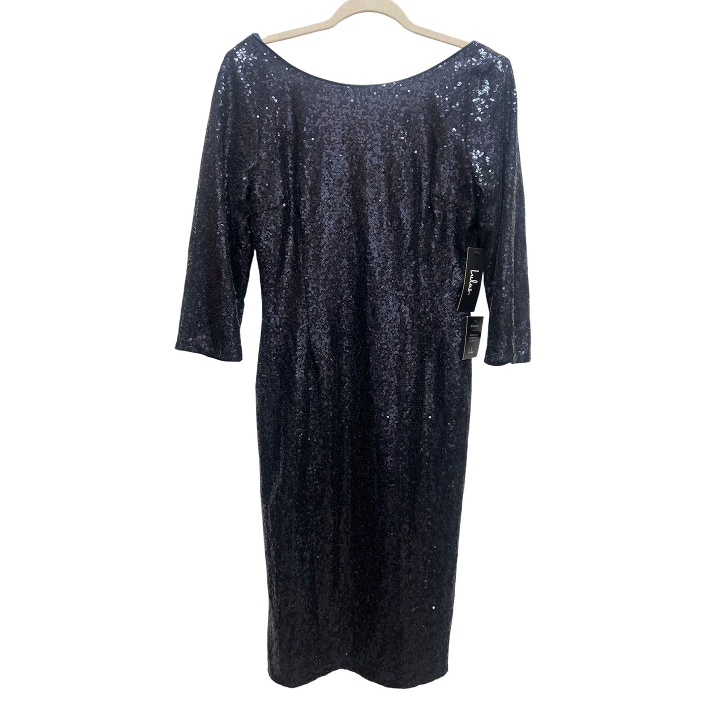 Lulu's NWT Let's Dance Navy Blue Sequin Bodycon Midi Dress