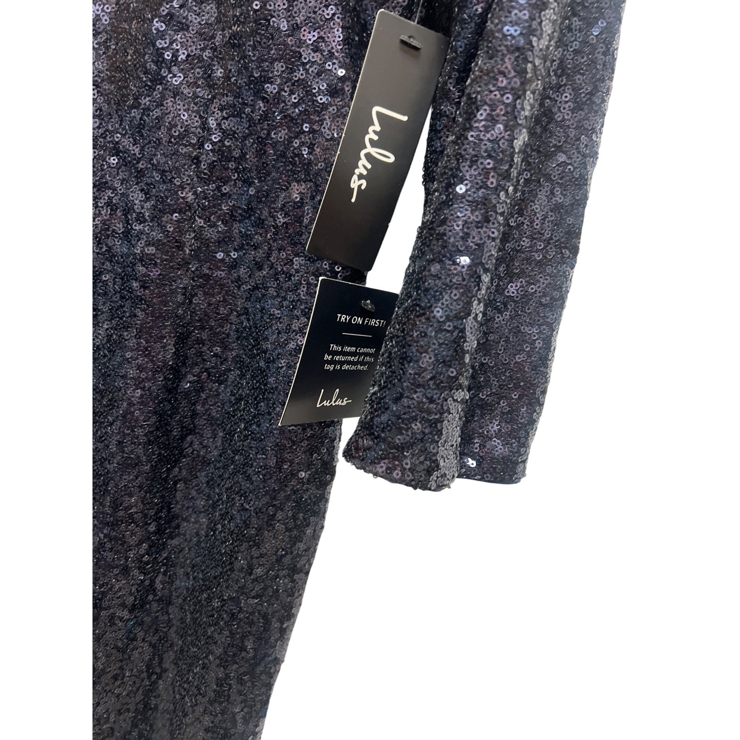 Lulu's NWT Let's Dance Navy Blue Sequin Bodycon Midi Dress