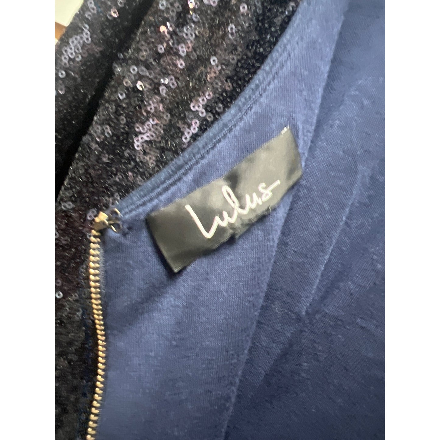 Lulu's NWT Let's Dance Navy Blue Sequin Bodycon Midi Dress