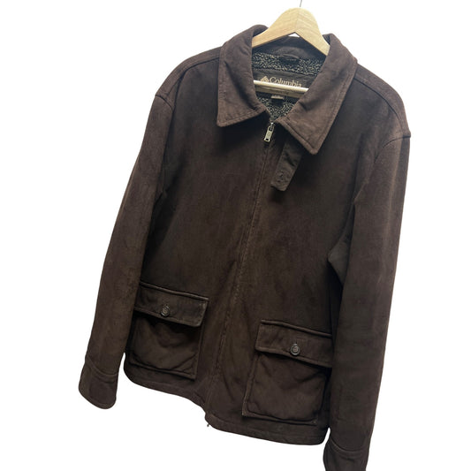 Columbia Vintage 90's Faux Suede Brown Fleece Lined Chore Barn Coat