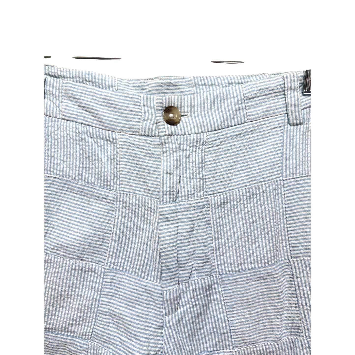 Vineyard Vines Blue & White Seersucker Patchwork Chino Breaker Shorts Size 35