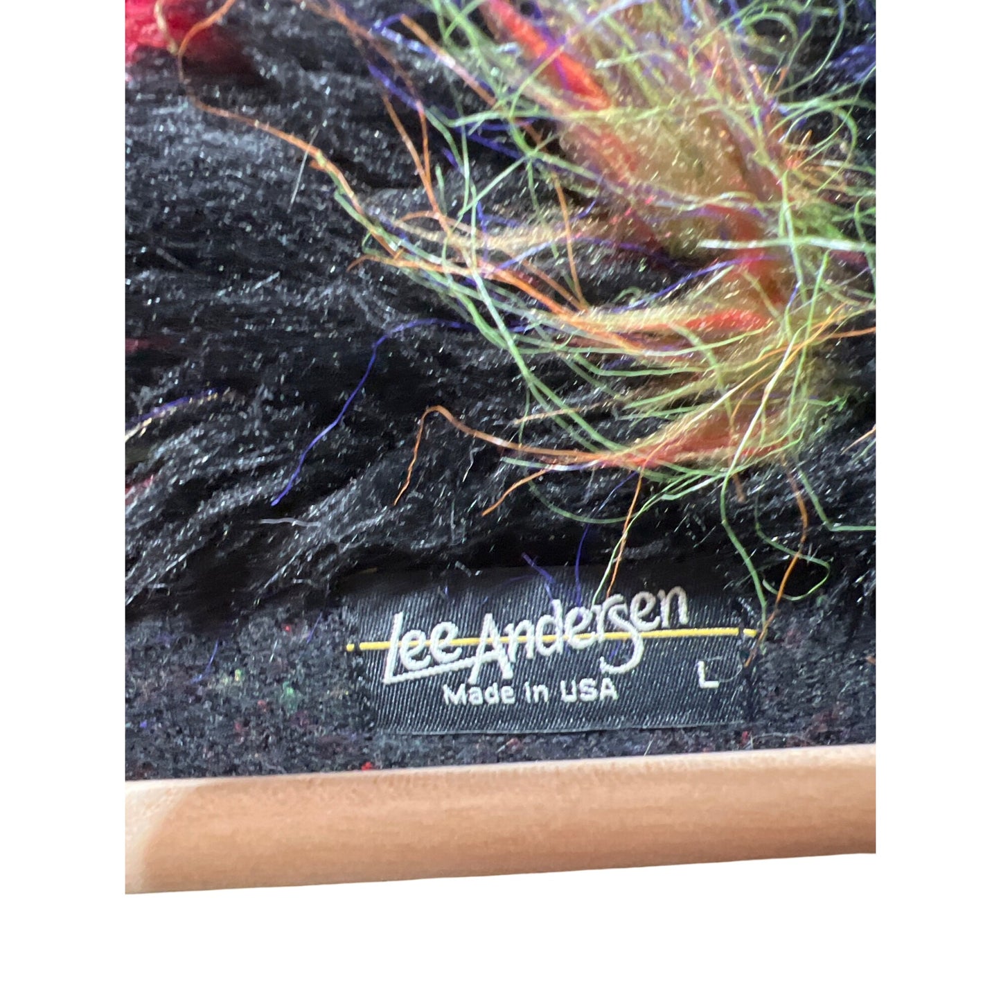Lee Andersen Mixed Media Art To Wear Jacket With Faux Fur Trim & Floral Accents - Size L