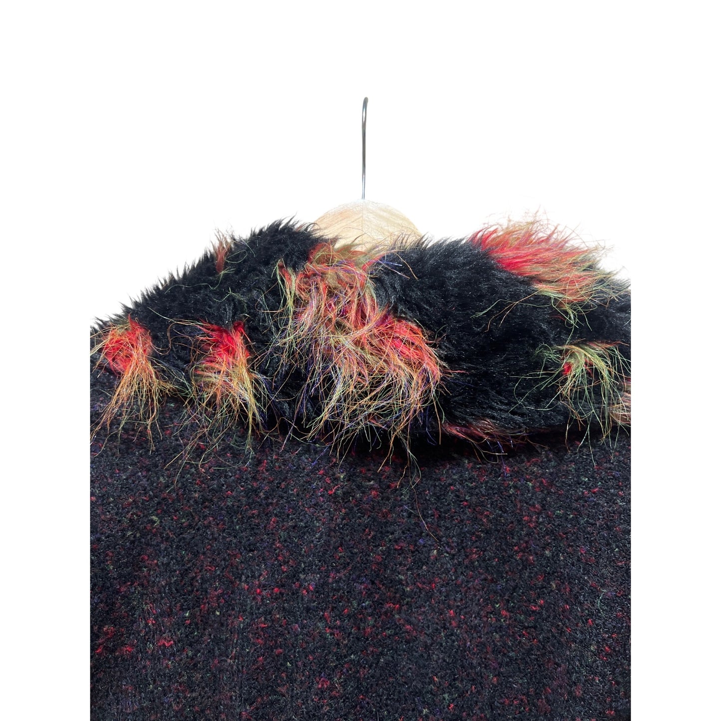 Lee Andersen Mixed Media Art To Wear Jacket With Faux Fur Trim & Floral Accents - Size L