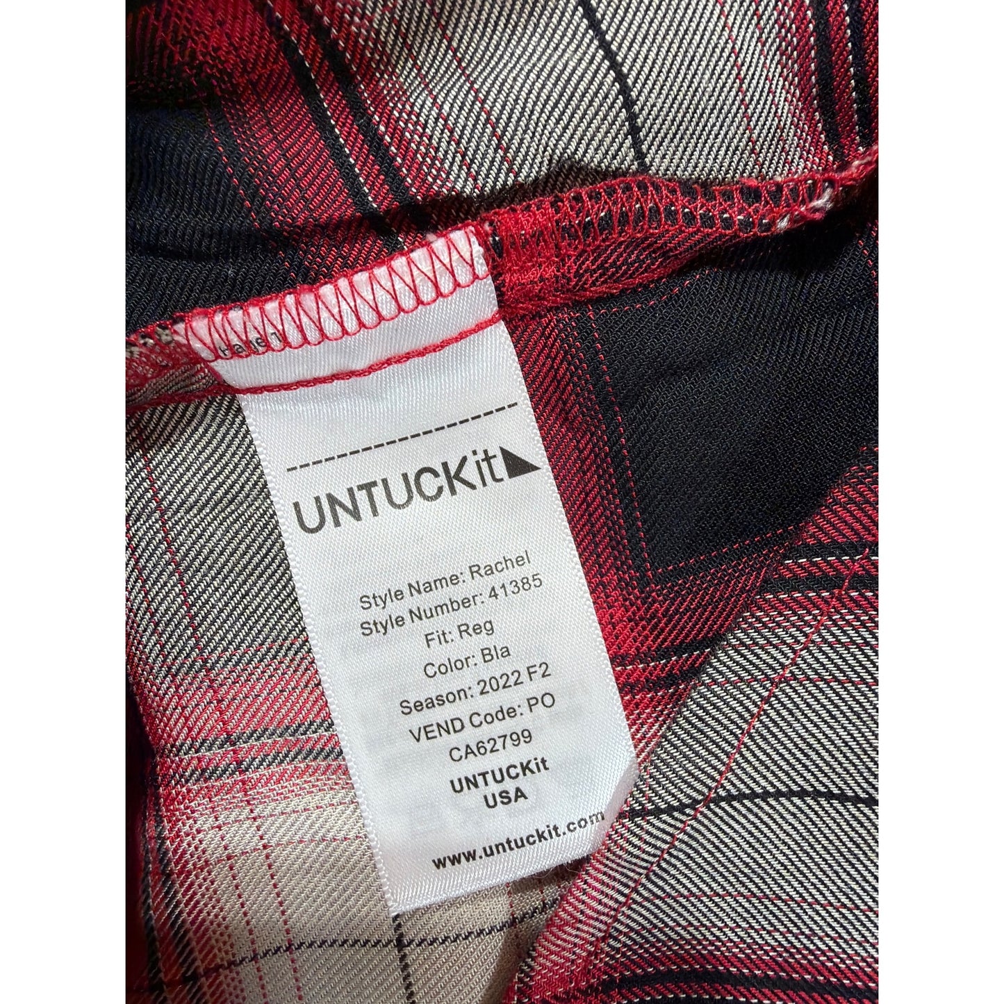 Untuckit Rachel Red & Black Plaid Wrap Shirt Dress NWOT Size 6