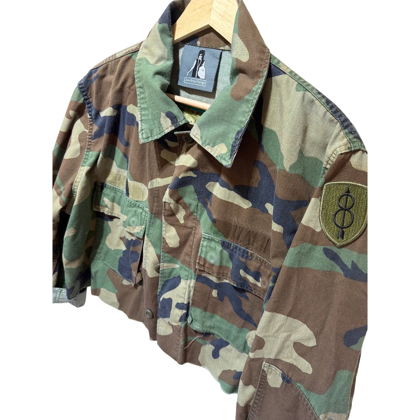 Josie Bruno Vintage Rare One of a Kind Signed by Artist Arboreal Cropped Embroidered Camo Jacket