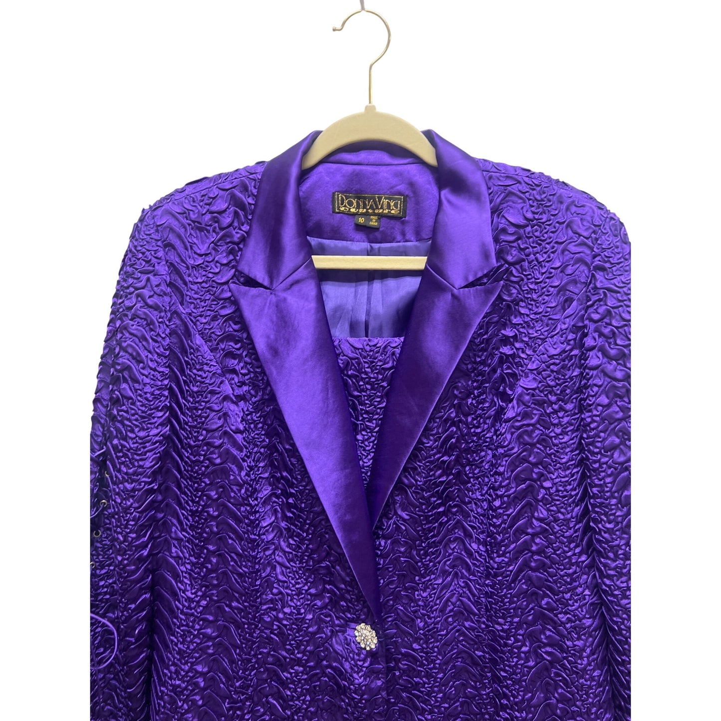 Donna Vinci Purple Textured Satin Trench Coat Dress Purple Rain