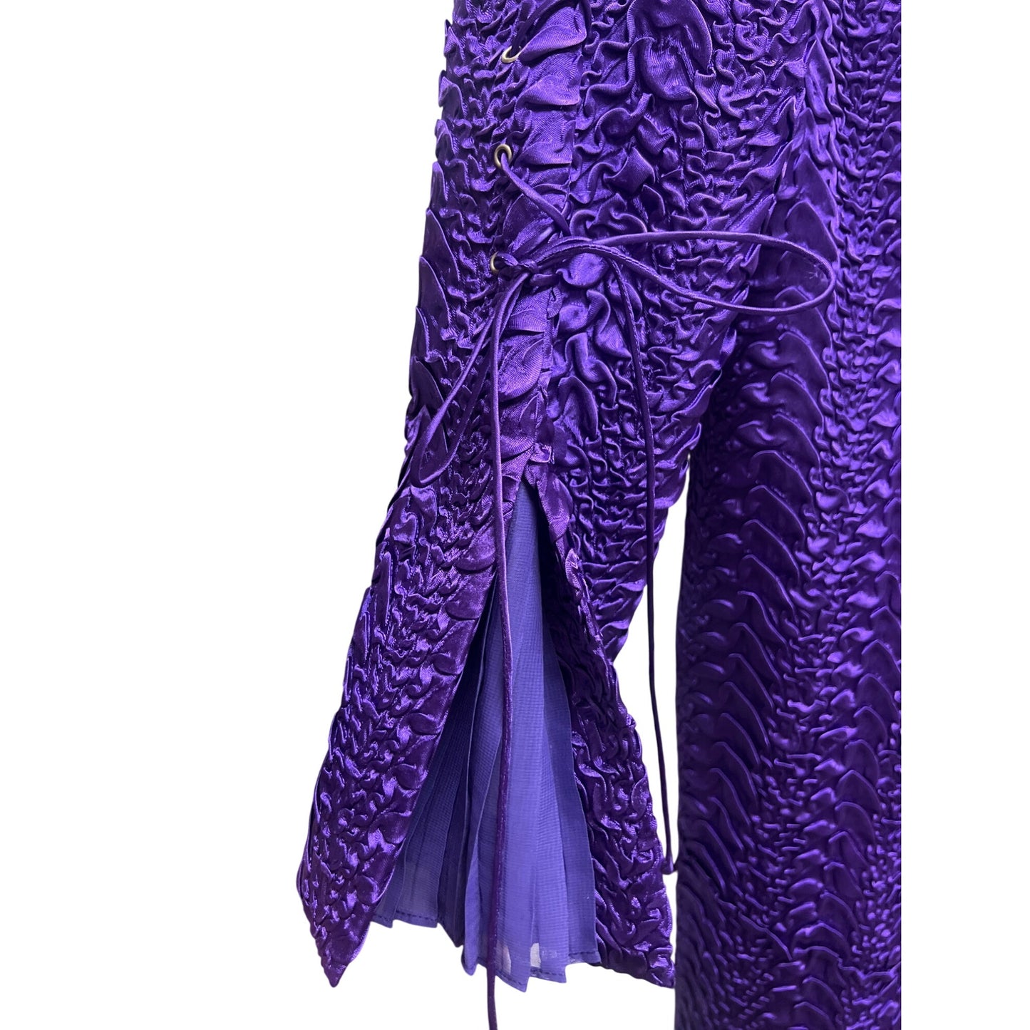 Donna Vinci Purple Textured Satin Trench Coat Dress Purple Rain