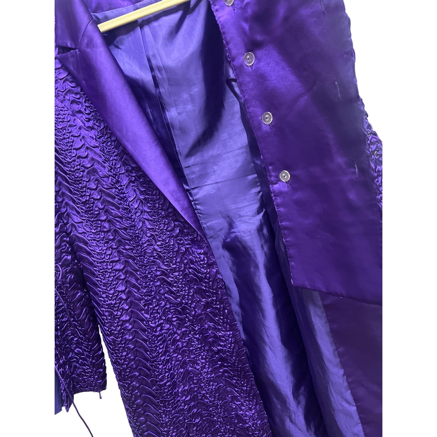 Donna Vinci Purple Textured Satin Trench Coat Dress Purple Rain