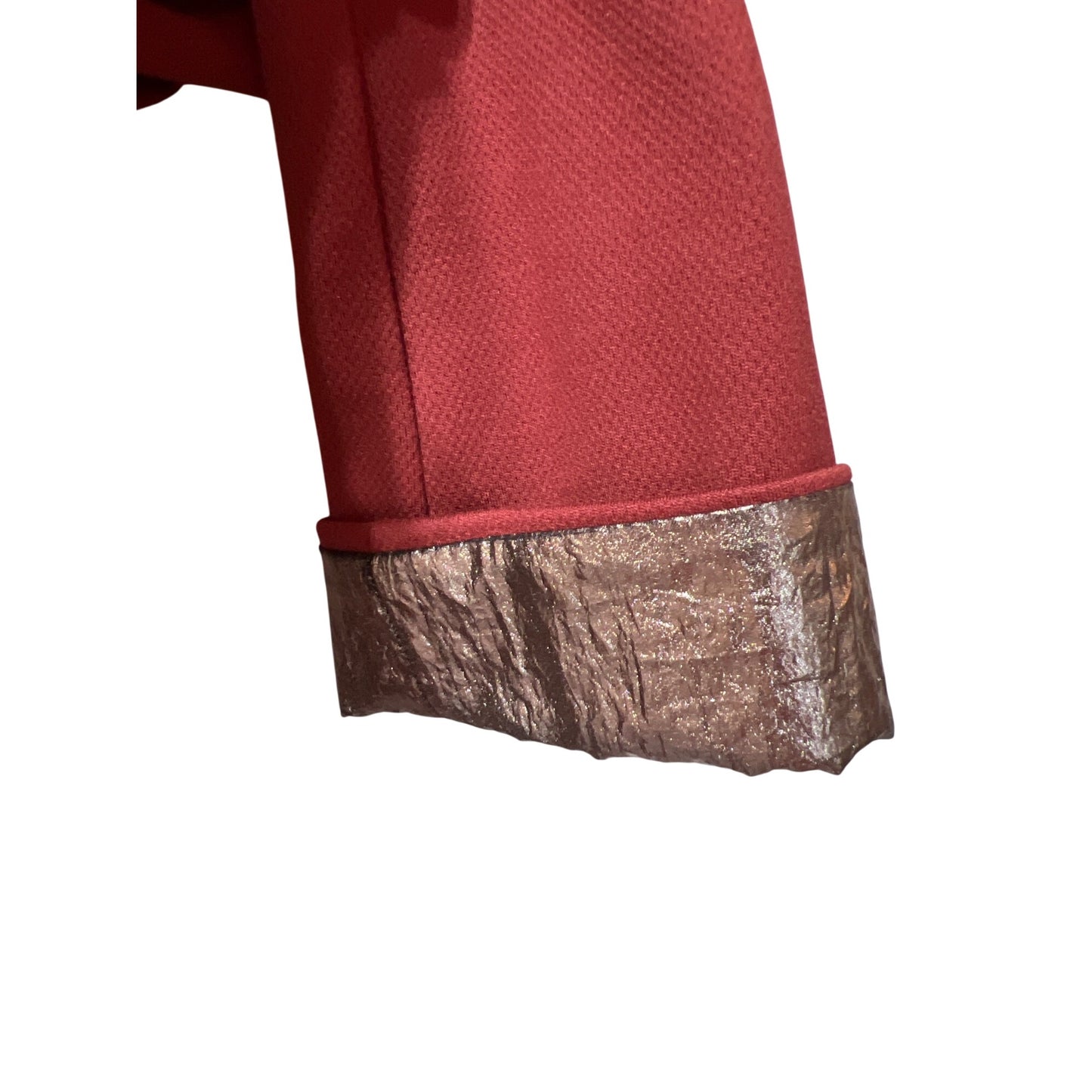 White House Black Market Womens Single Button Tailored Rust Red Blazer With Metallic Cuff Detail - Size 2P