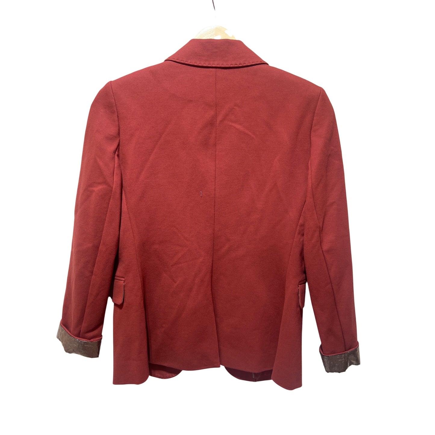 White House Black Market Womens Single Button Tailored Rust Red Blazer With Metallic Cuff Detail - Size 2P
