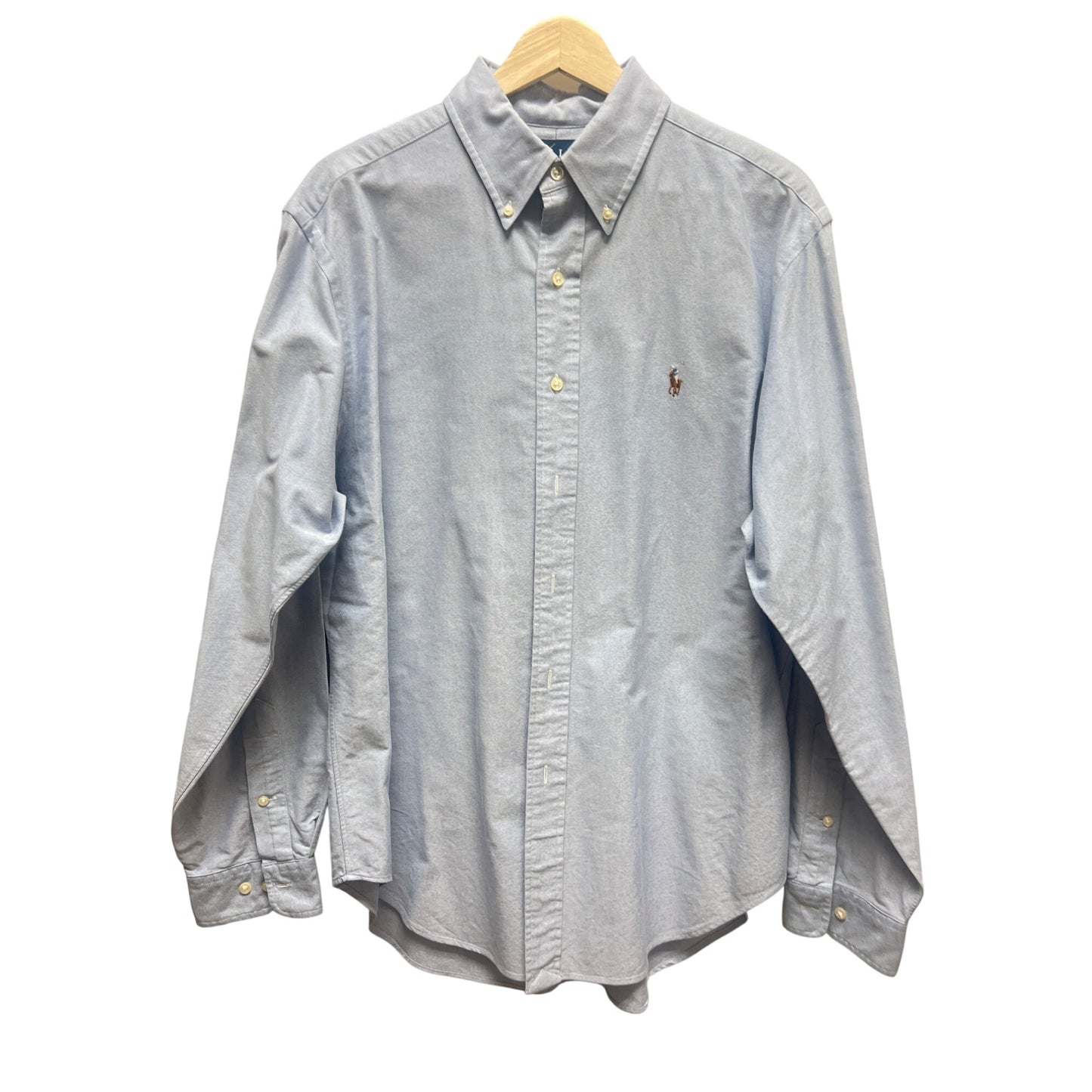 Ralph Lauren Light Blue Cotton Oxford Button Down With Jockey Logo