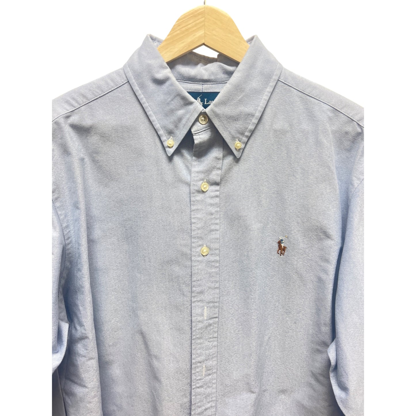 Ralph Lauren Light Blue Cotton Oxford Button Down With Jockey Logo