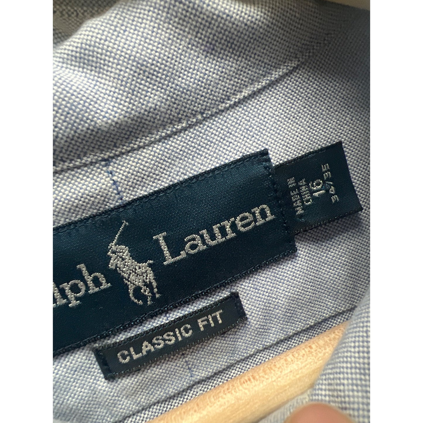 Ralph Lauren Light Blue Cotton Oxford Button Down With Jockey Logo