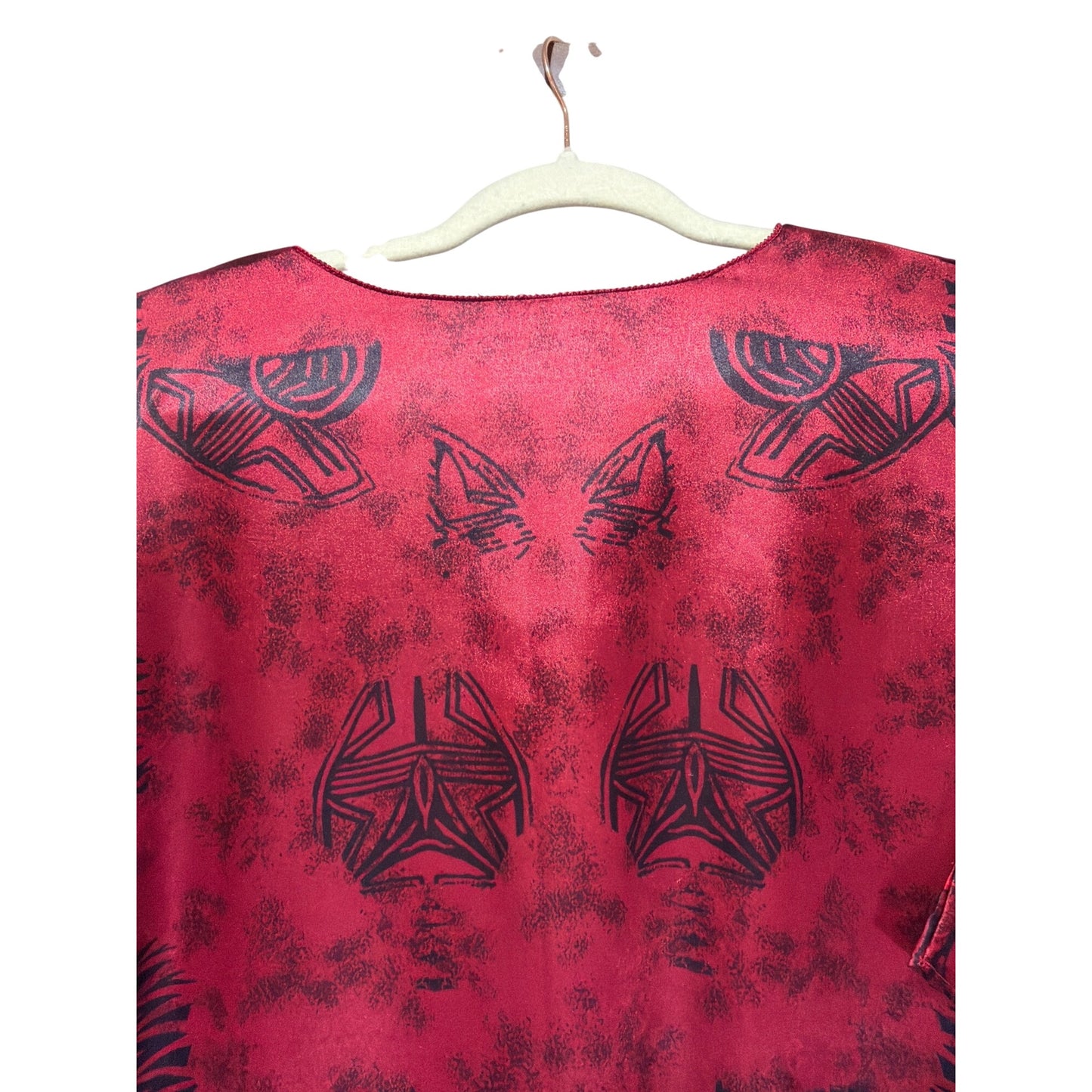 Winlar Vintage 90s Red Satin Aztec Pattern Caftan MuMu Dress