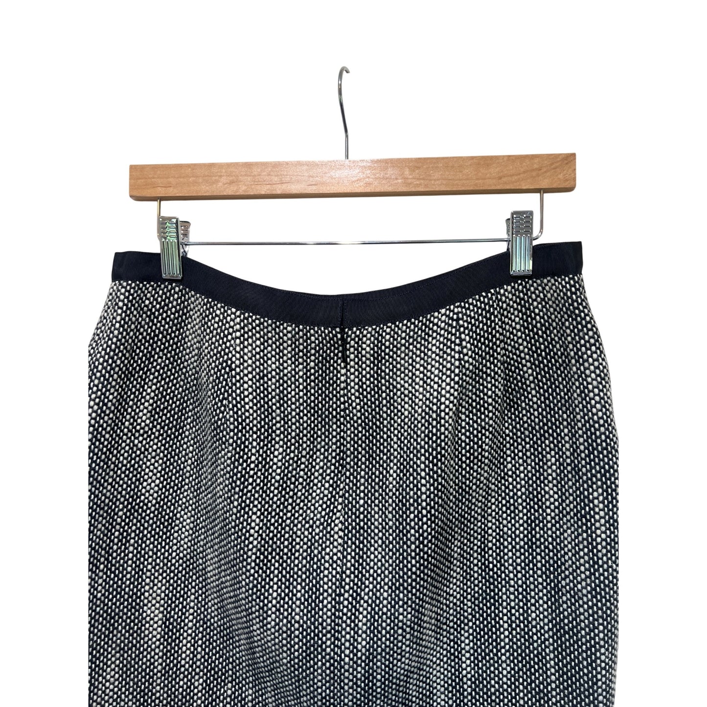 The Limited Womens Black & White Textured Pencil Skirt Fringe Hem Back Slit Size 6
