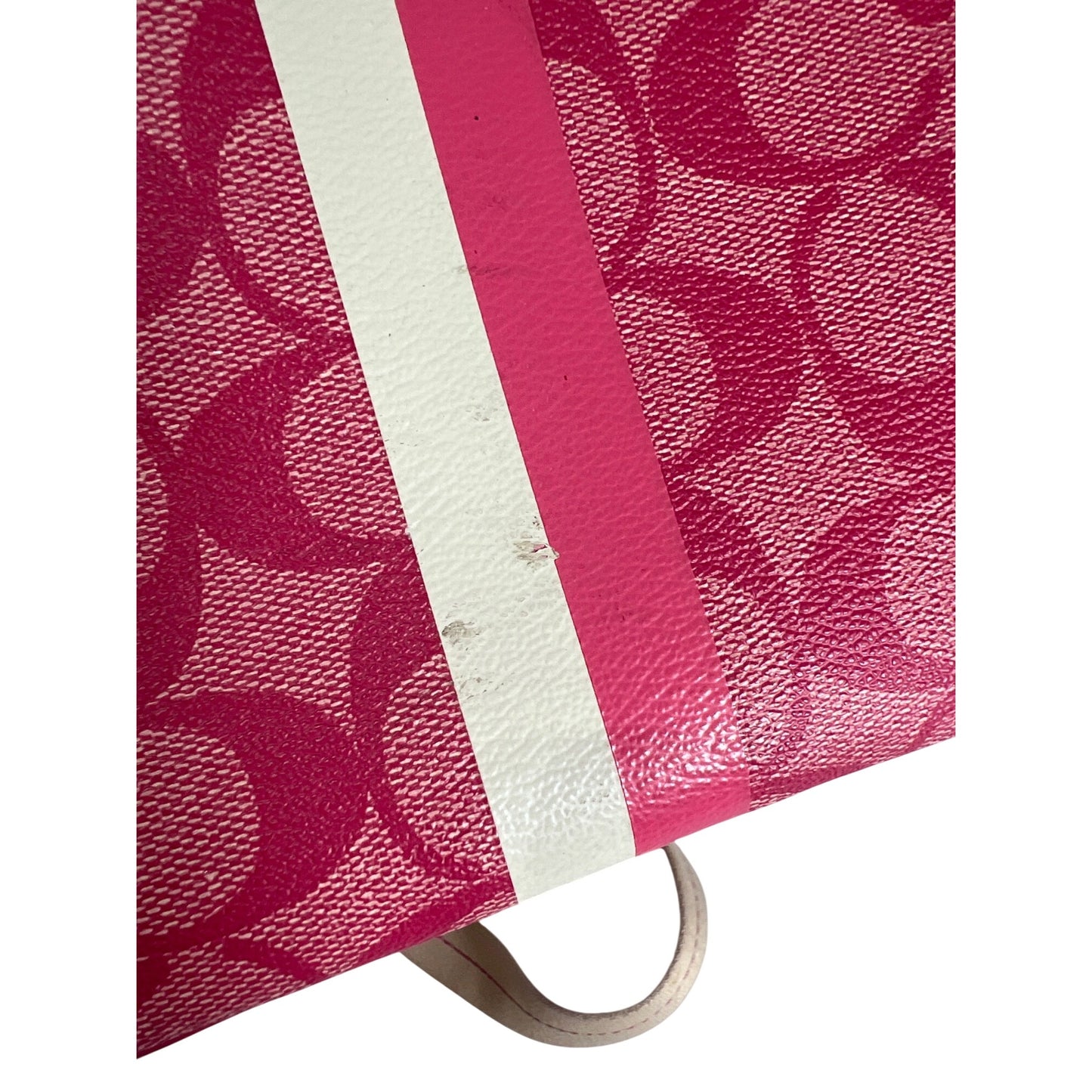Coach Signature Stripe Pink Coated Canvas Crossbody Swingpack Bag