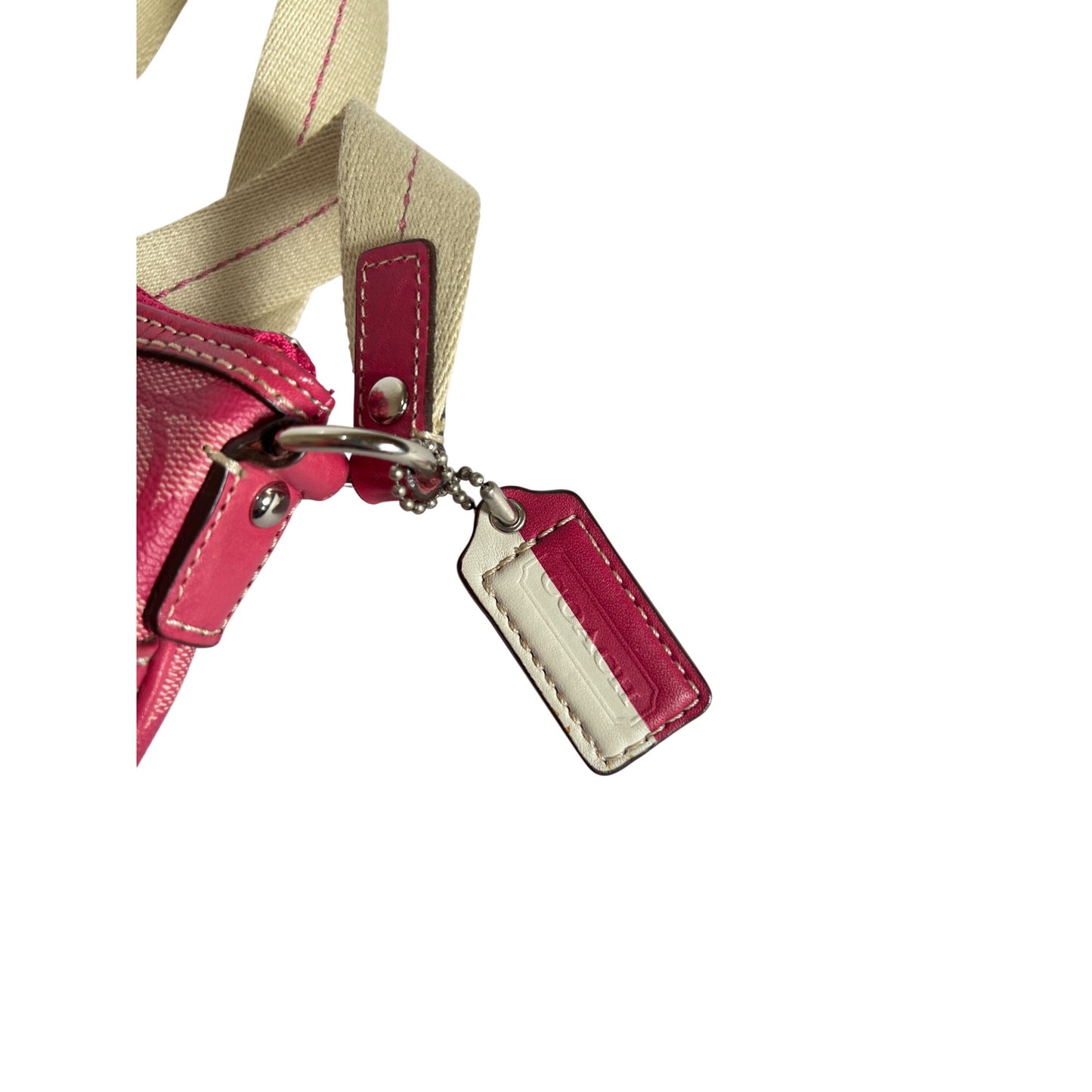 Coach Signature Stripe Pink Coated Canvas Crossbody Swingpack Bag