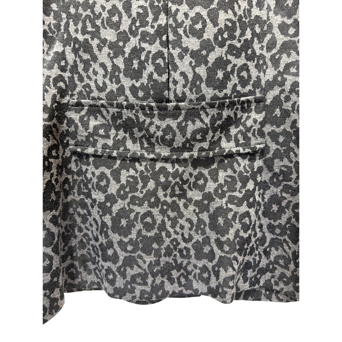 Charter Club Gray Leopard Print Knit Blend Button-Front Jacket With Pockets - Womens Large
