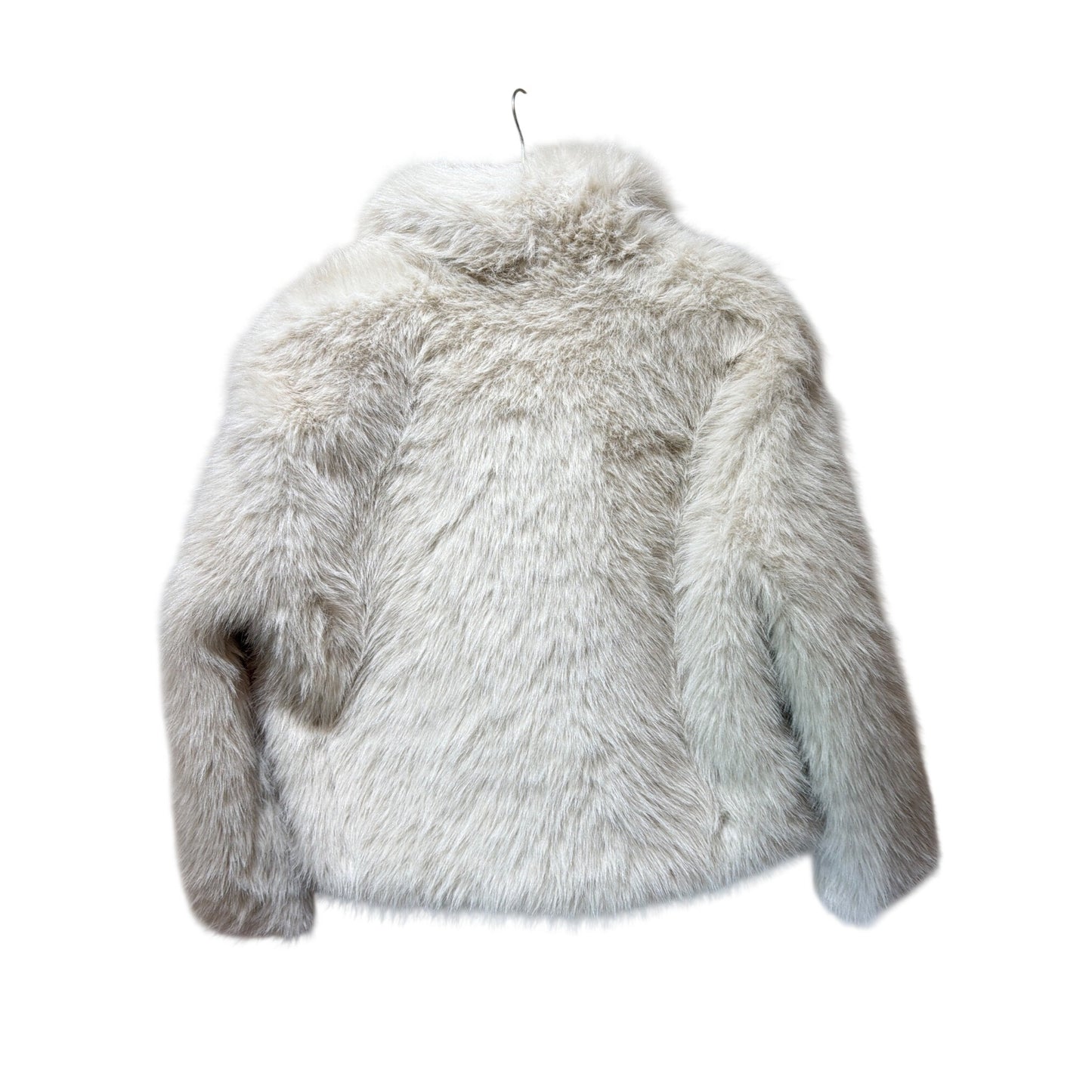 Faux Fur Cropped Jacket In Soft Ivory With Satin Lining Size L