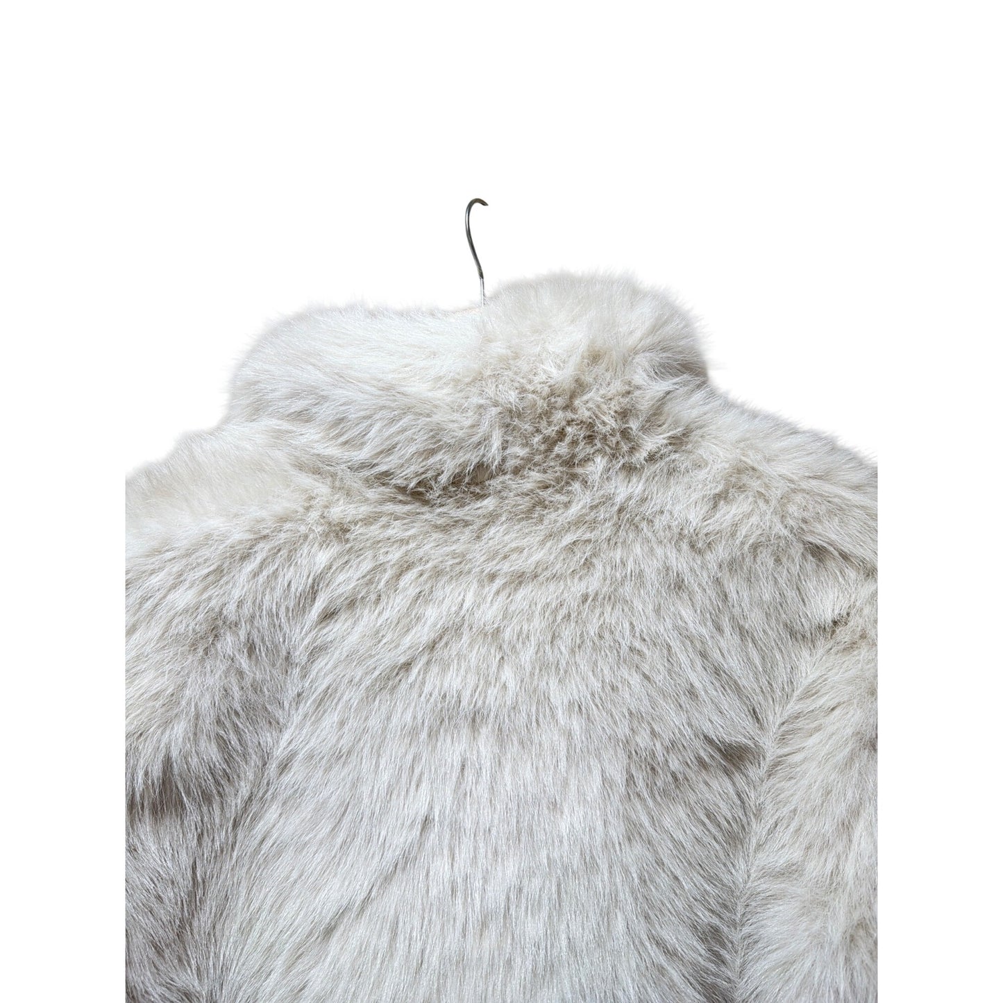 Faux Fur Cropped Jacket In Soft Ivory With Satin Lining Size L