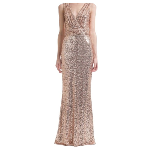 Belle Badgley Mischka Rose Gold Sequin Formal Evening Gown