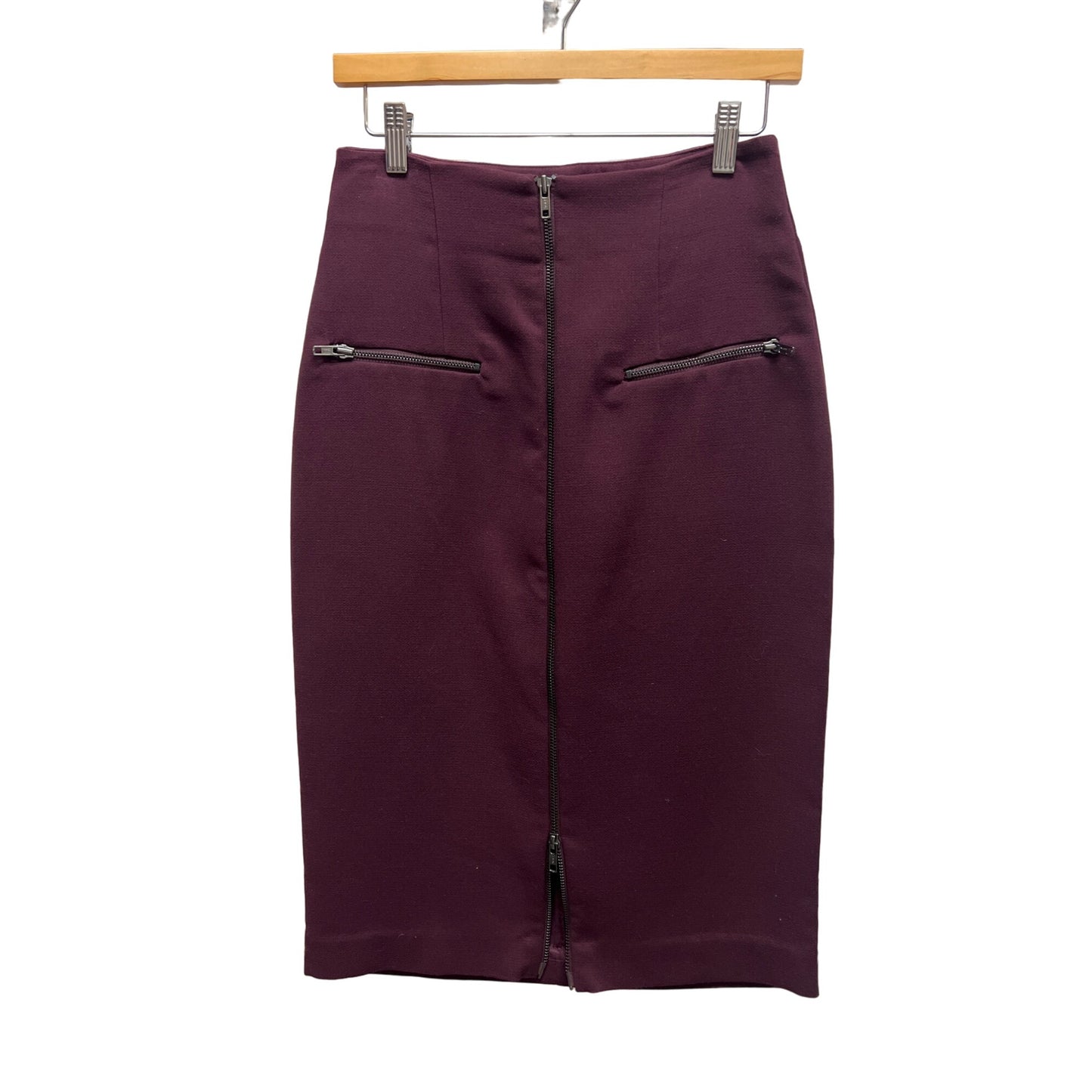 Worthington Burgandy Full Front Zip Pencil Skirt