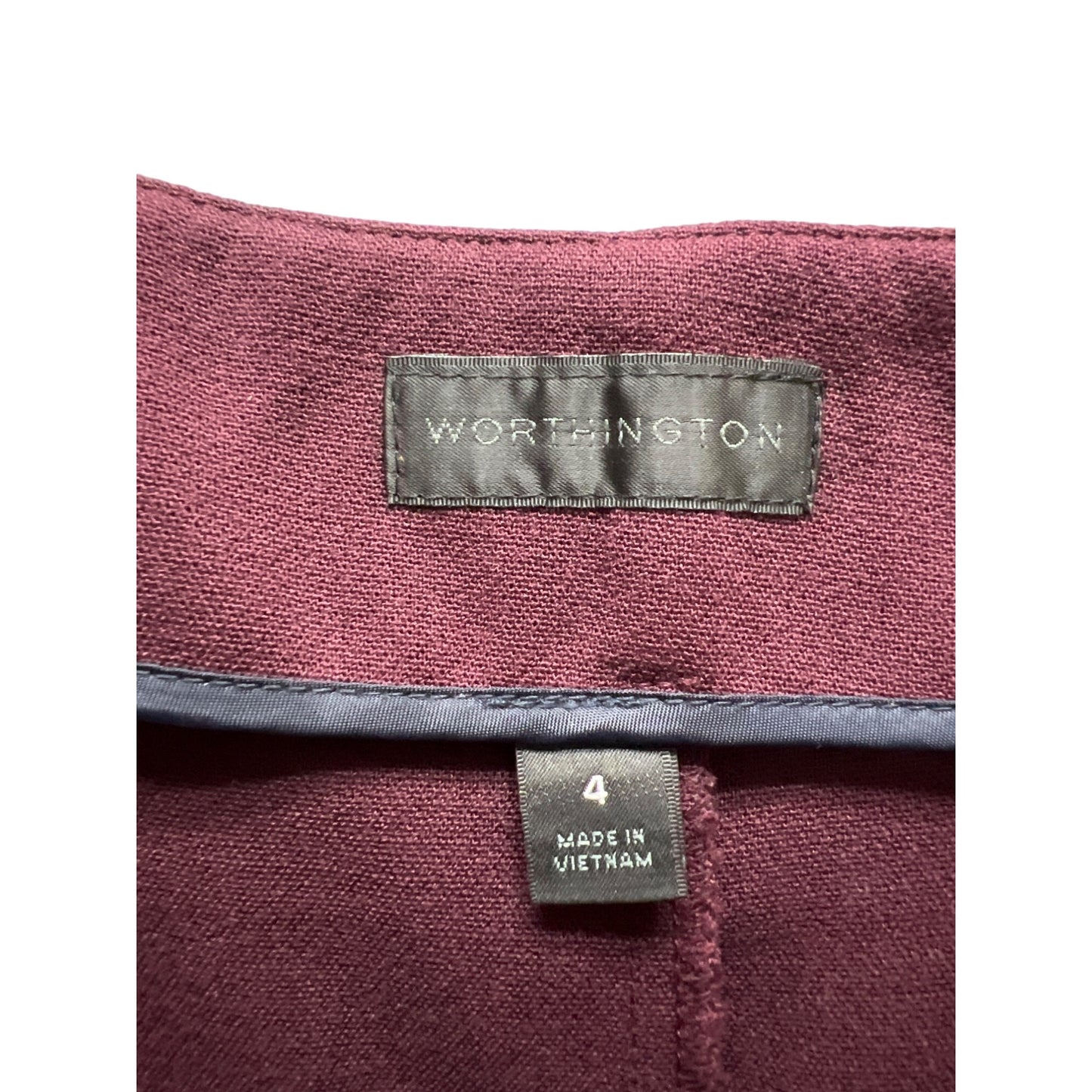 Worthington Burgandy Full Front Zip Pencil Skirt