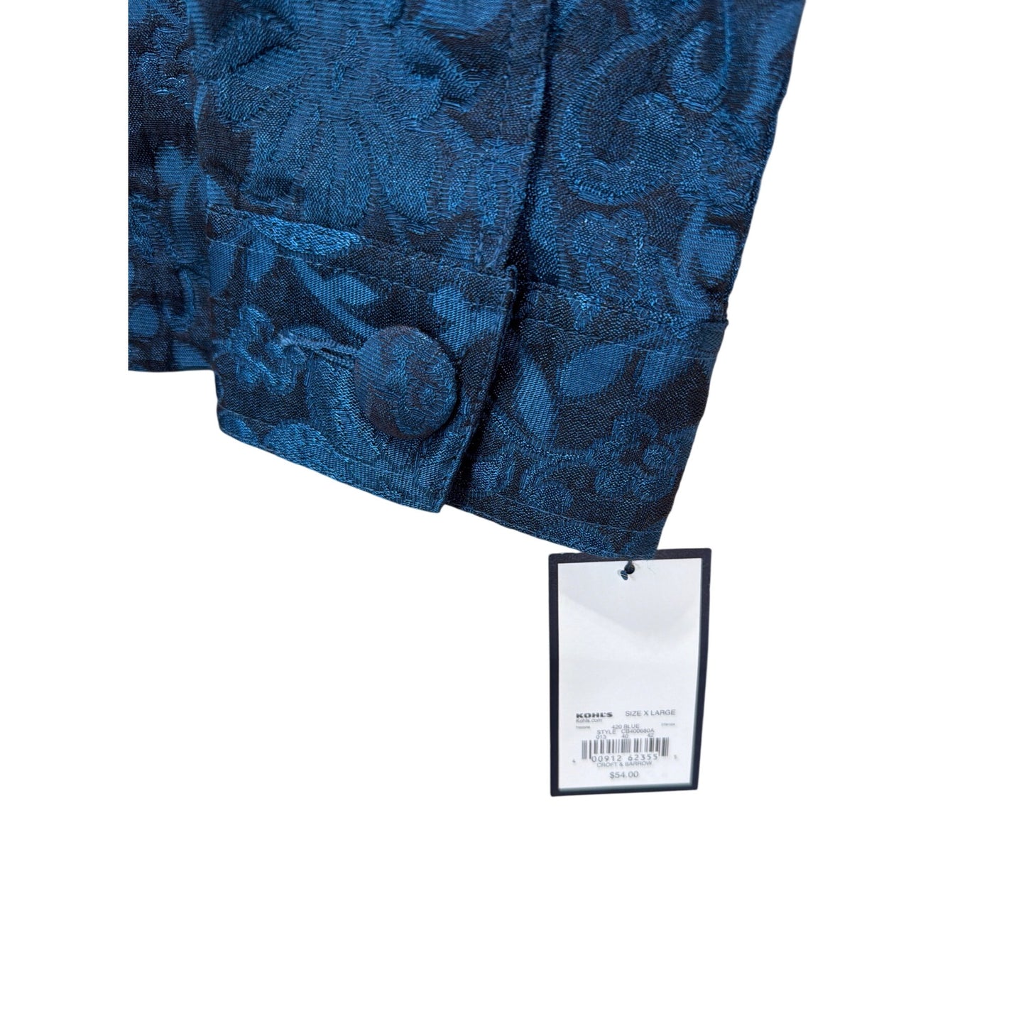 Croft & Barrow Womens Blue Floral Brocade Button-Up Jacket XL Elegant Design
