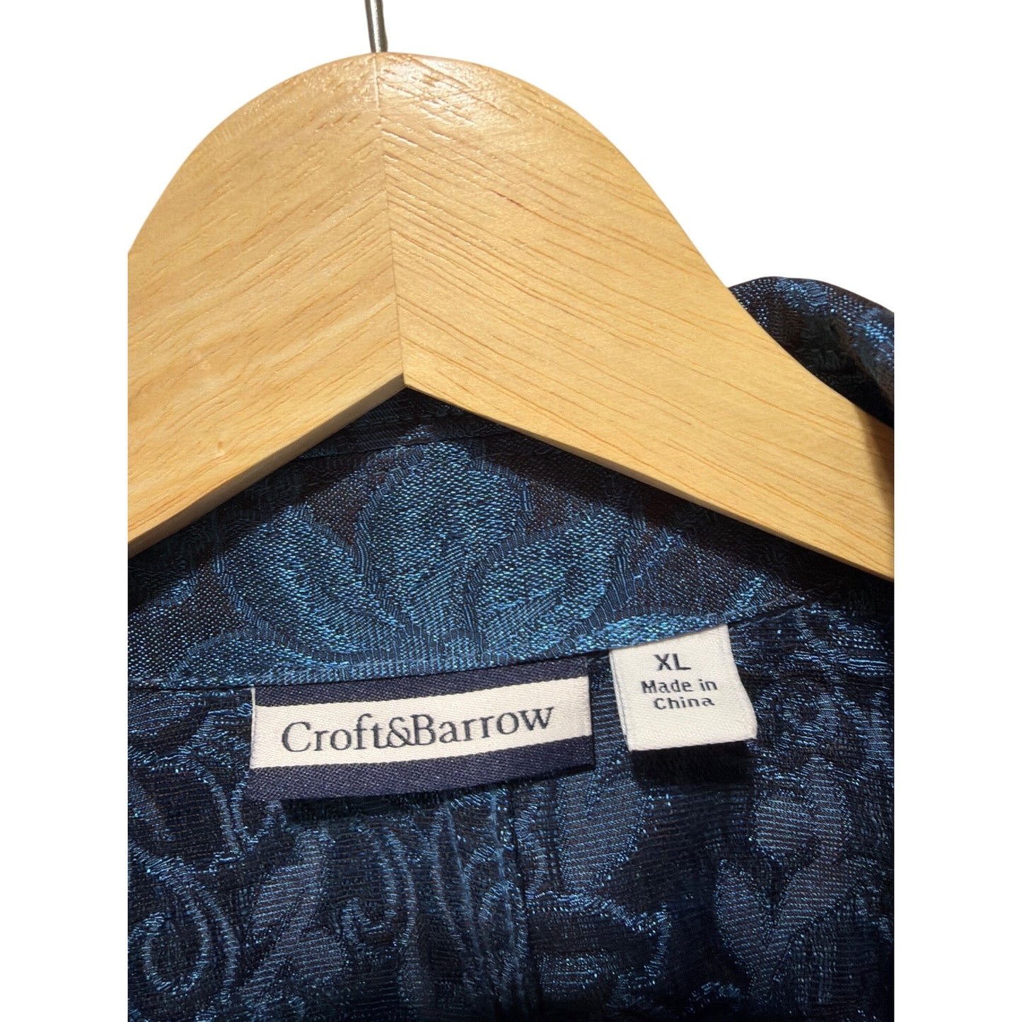 Croft & Barrow Womens Blue Floral Brocade Button-Up Jacket XL Elegant Design