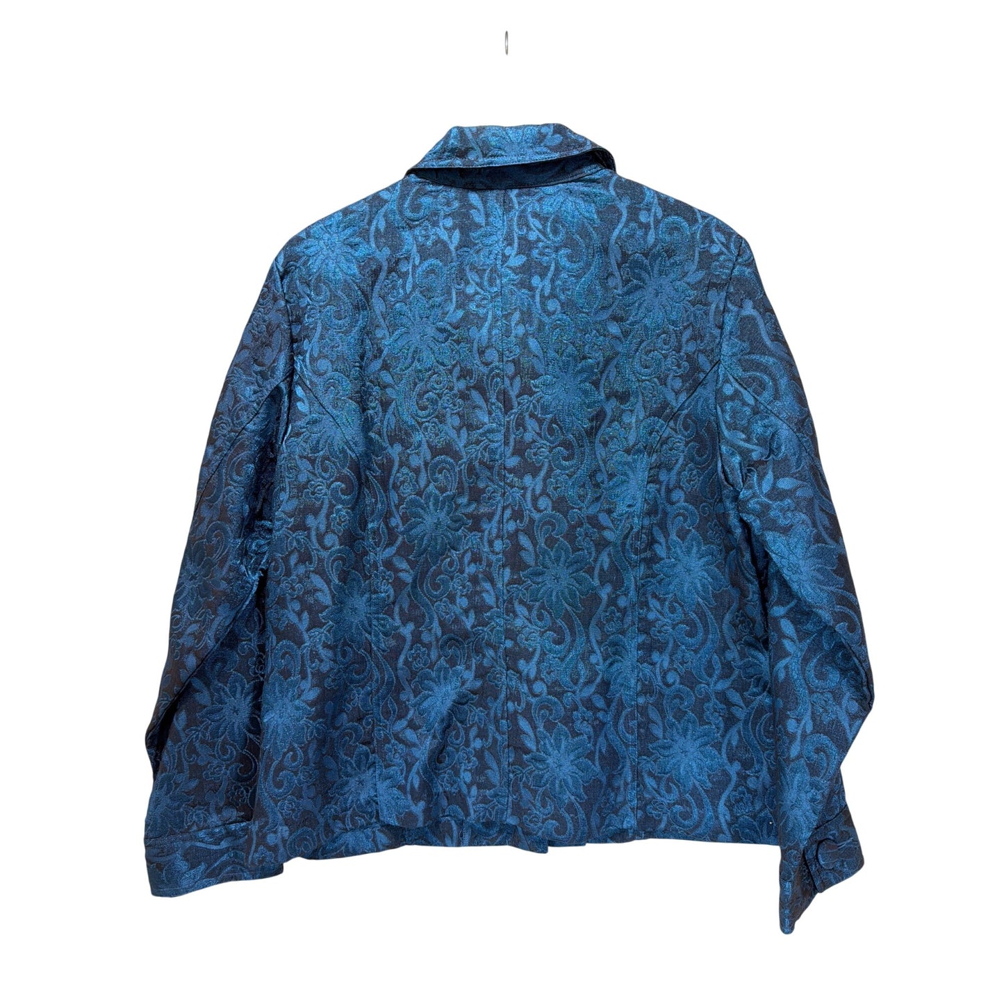 Croft & Barrow Womens Blue Floral Brocade Button-Up Jacket XL Elegant Design
