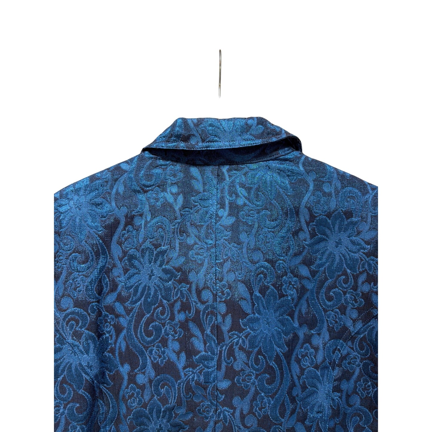 Croft & Barrow Womens Blue Floral Brocade Button-Up Jacket XL Elegant Design