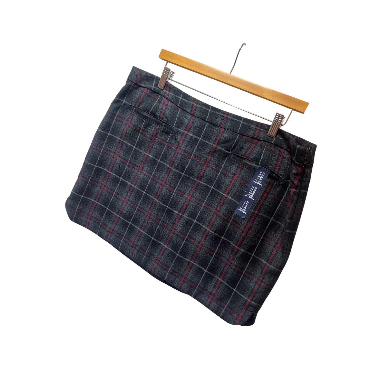 Gap Womens Gray Plaid Mini Skirt Size 16 Y2K Deadstock Fully Lined Polyester Blend