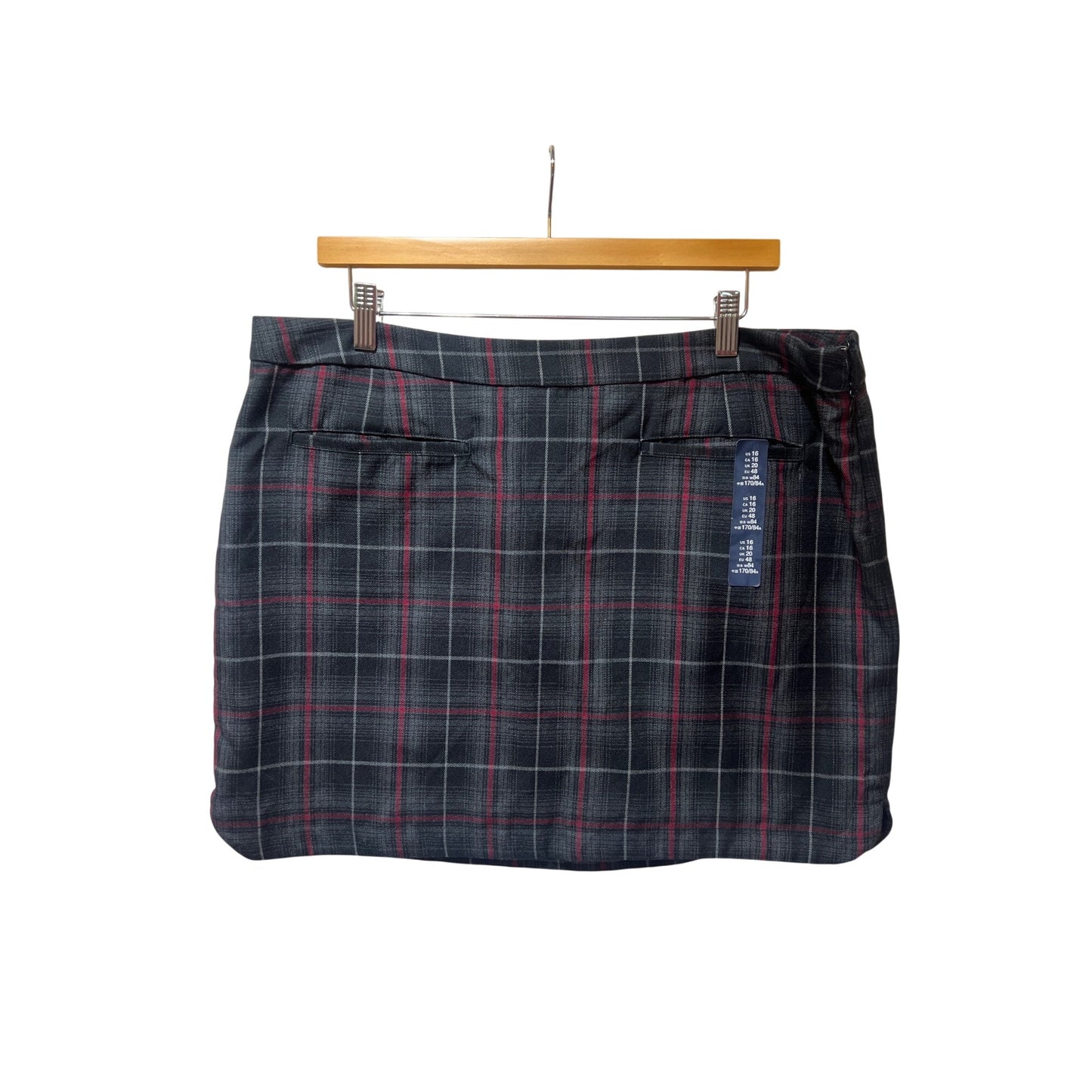 Gap Womens Gray Plaid Mini Skirt Size 16 Y2K Deadstock Fully Lined Polyester Blend