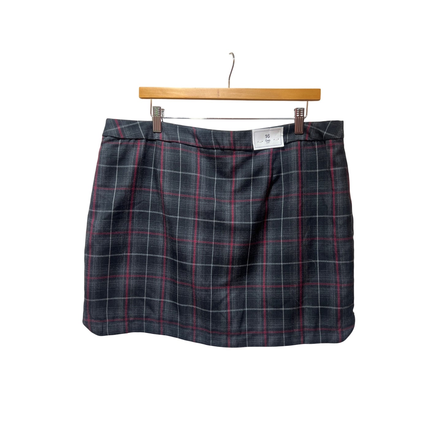 Gap Womens Gray Plaid Mini Skirt Size 16 Y2K Deadstock Fully Lined Polyester Blend