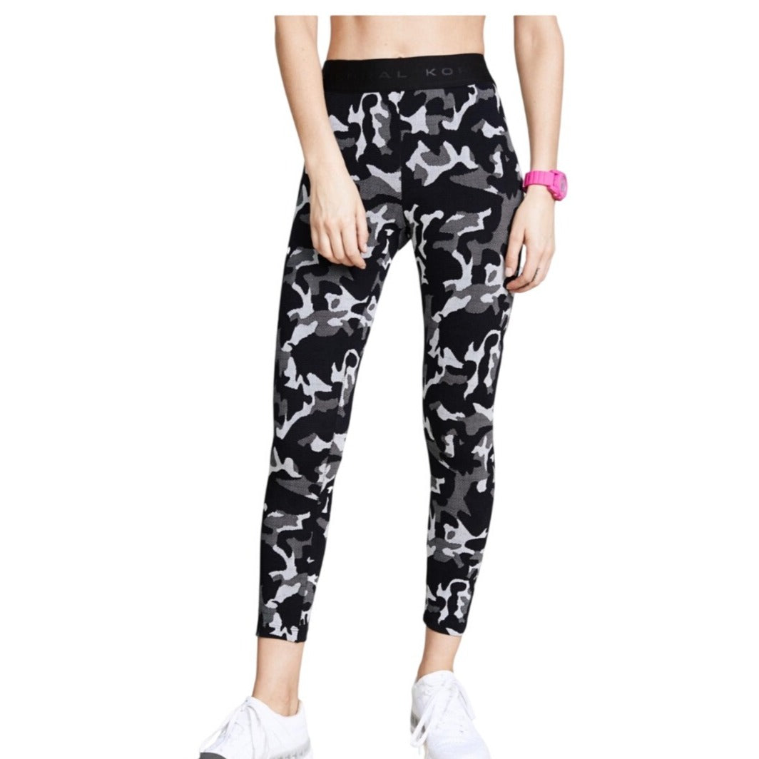 Koral Black & Gray Camo Knockout Cropped Leggings Womens Activewear Size M