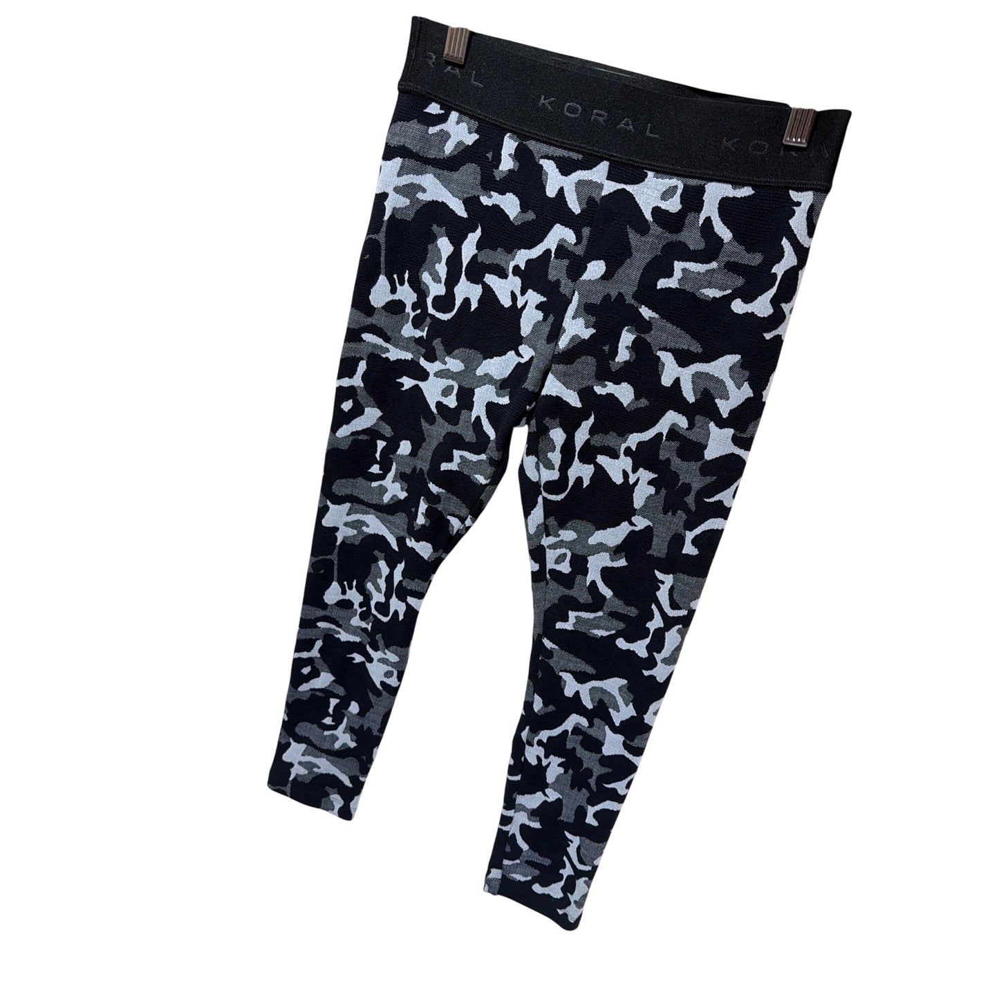 Koral Black & Gray Camo Knockout Cropped Leggings Womens Activewear Size M