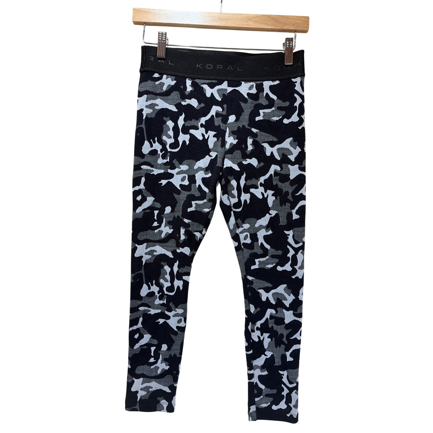Koral Black & Gray Camo Knockout Cropped Leggings Womens Activewear Size M