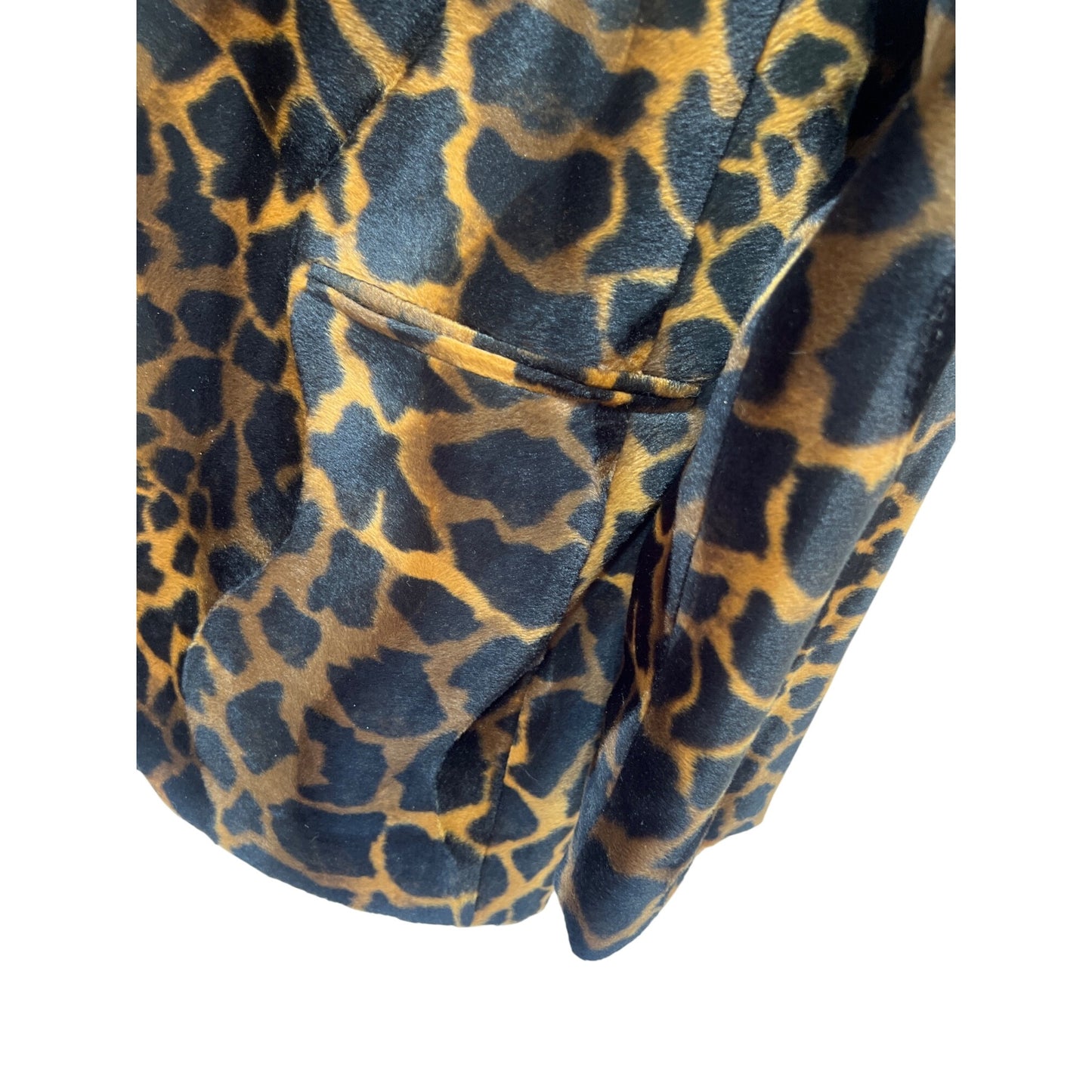 Harvé Benard Leopard Print Velvet Blazer Jacket Size 14 Vintage 90s Faux Fur Lined Women’s Animal Print Coat