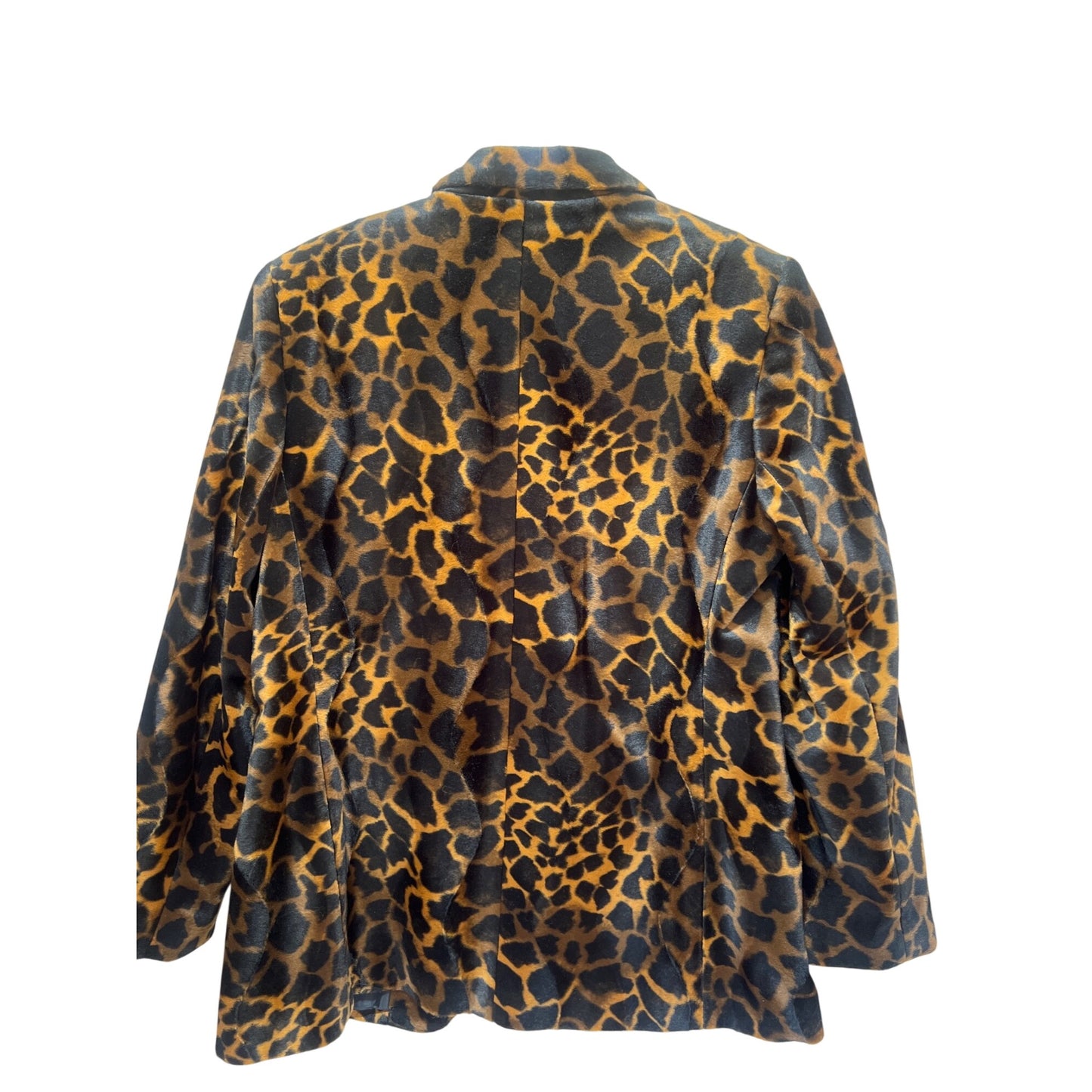 Harvé Benard Leopard Print Velvet Blazer Jacket Size 14 Vintage 90s Faux Fur Lined Women’s Animal Print Coat