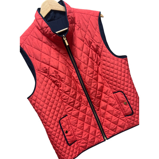 Charter Club Coral and Navy Puffer Full zip Vest
