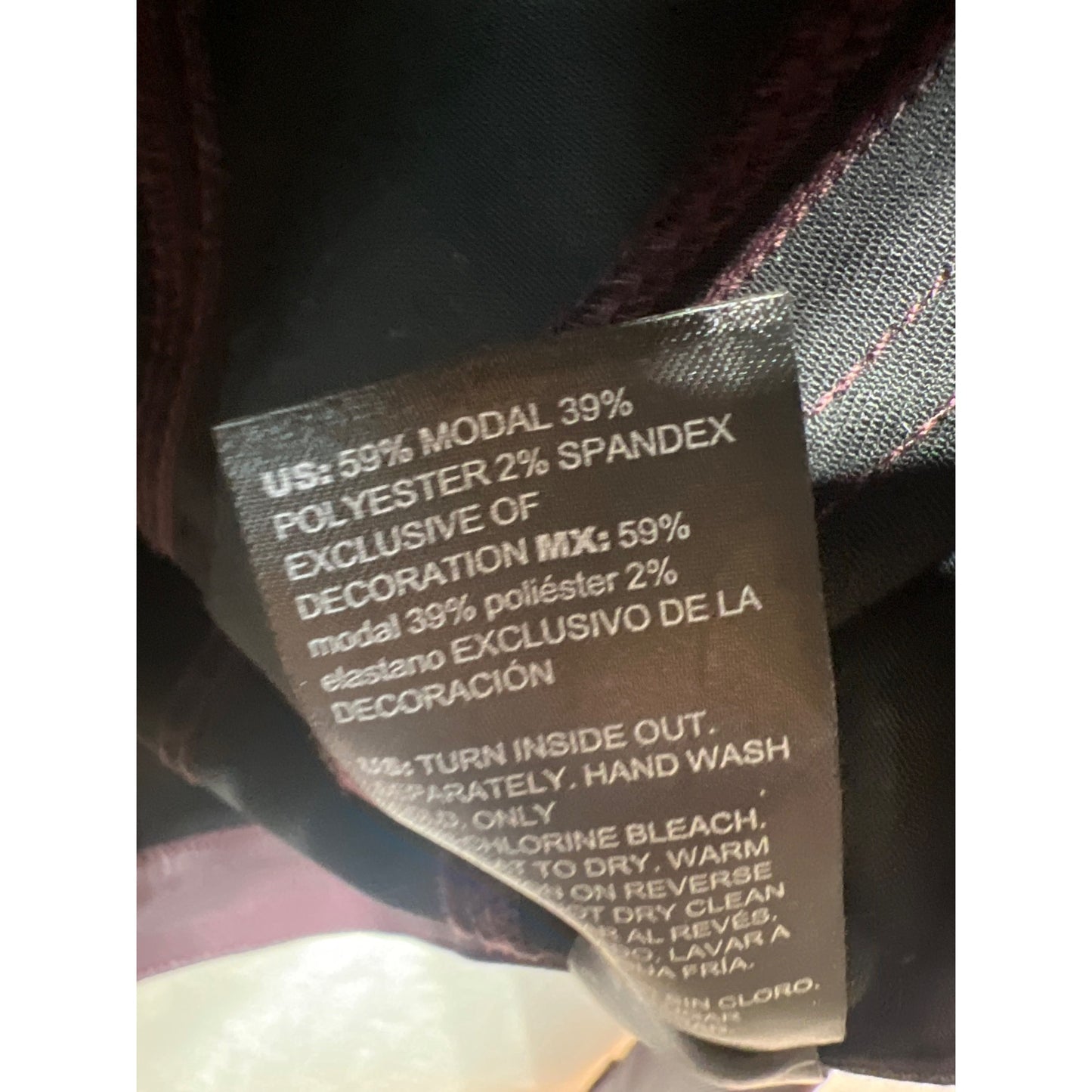 White House Black Market Burgundy Coated Stylist Jacket With Gold Accents Size 10 Zip Front Long Sleeves Modal Blend