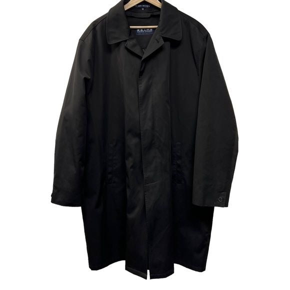 RALPH Ralph Lauren Black Trench Coat with Tartan Wool Liner