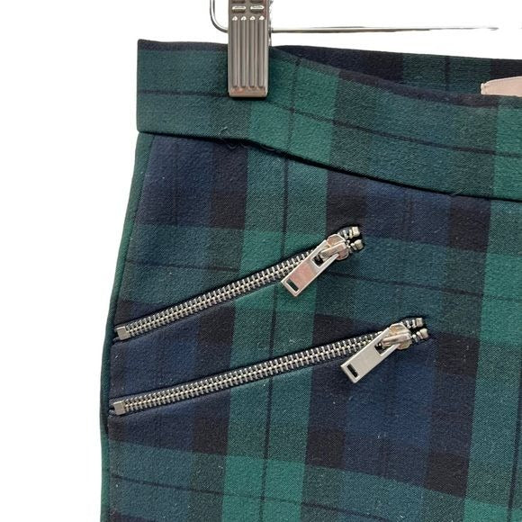 Philosophy Blue and Green Tartan Plaid Skinny Pants with Zipper Pocket