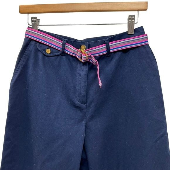 Lauren Ralph Lauren Vintage Navy Blue Capri Chinos with Pink striped Belt